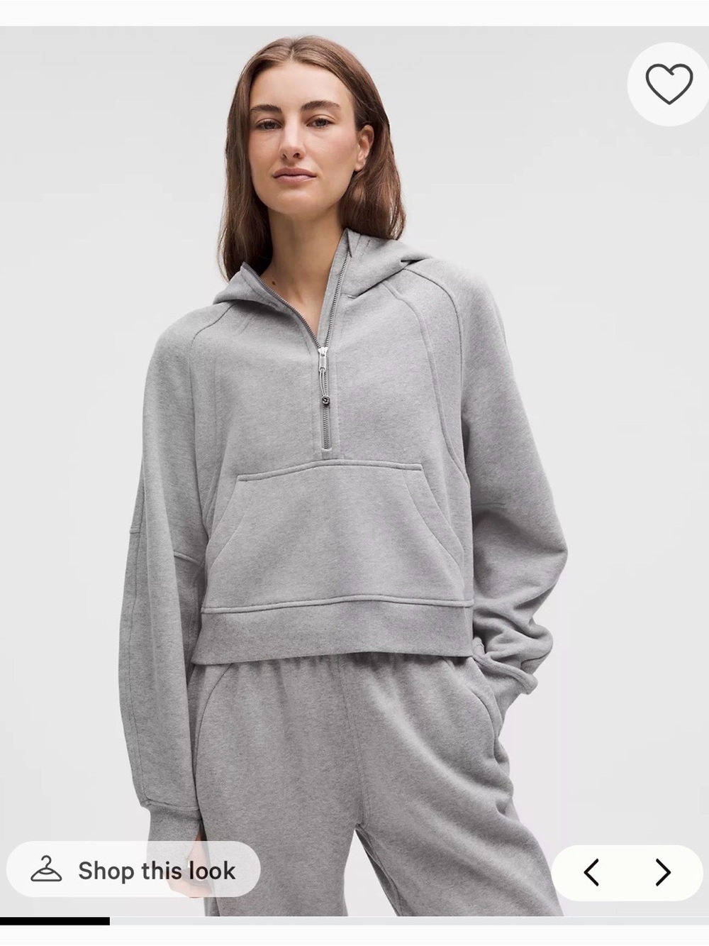 lululemon athletica Light Grey Half-Zip Hoodie Sweatshirt